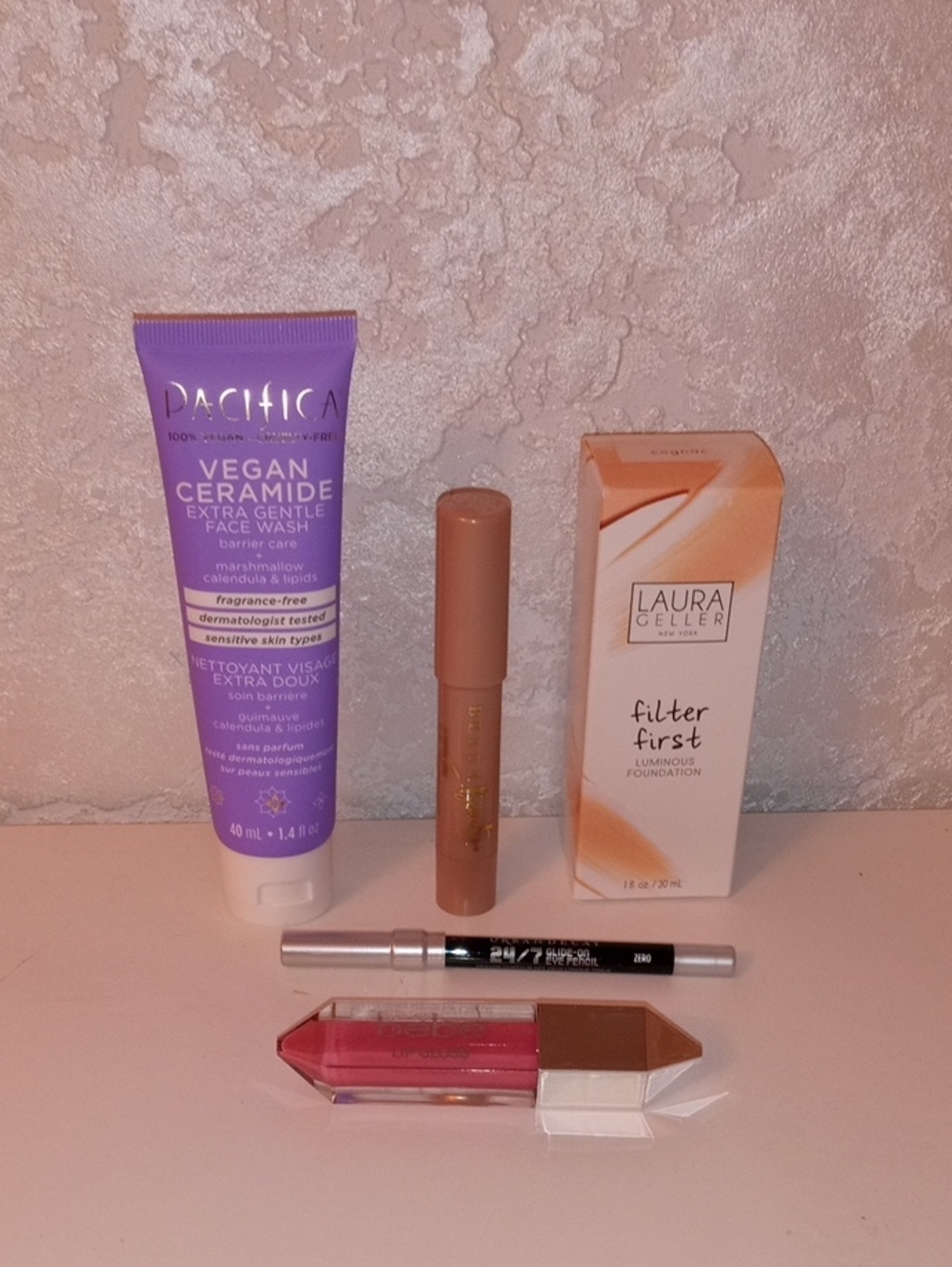 5 Items Bundle Pacifica Vegan Ceramide Face Wash, Lip, Eye Liner